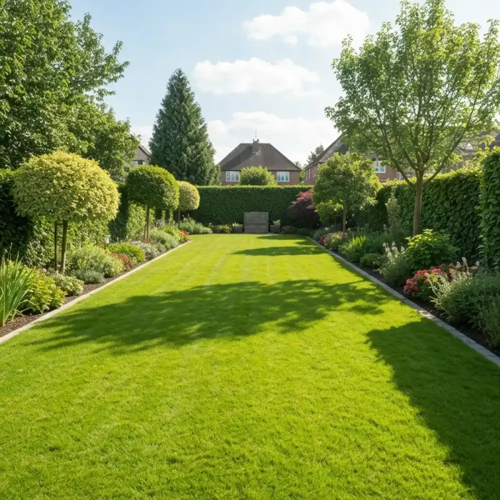Perfectly manicured lawn showcasing our expert lawn care services